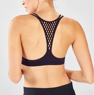 Fabletics Black Devore Light Impact Sports Bra Large 10/12